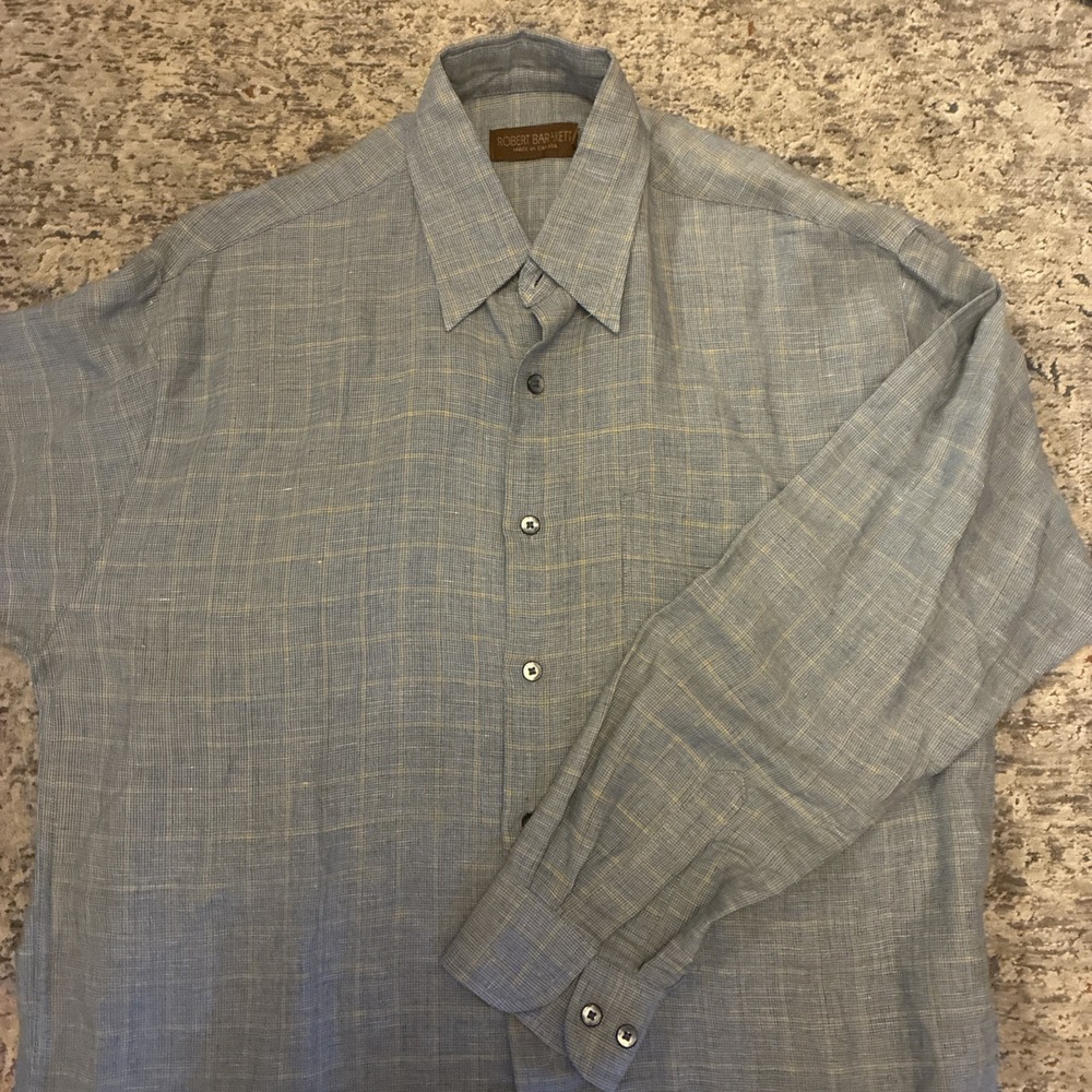 Robert Barakett Button Up Shirt Made In Canada Blue Mens M Long Sleeve - Picture 1 of 7